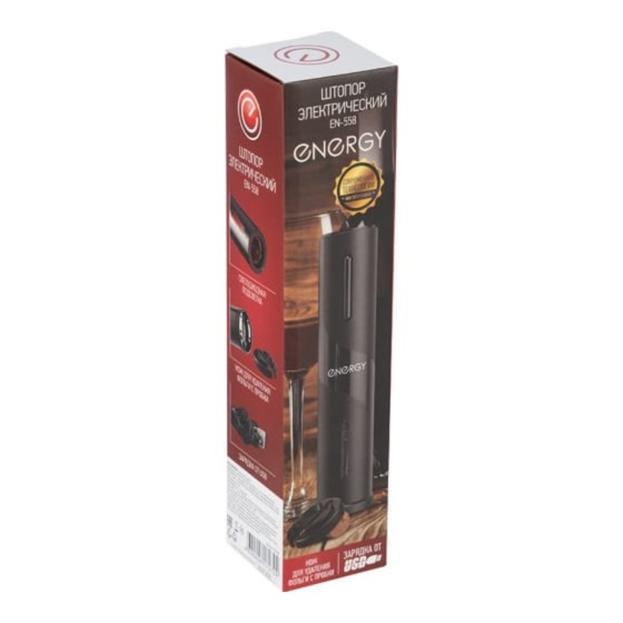 Штопор электрический ENERGY EN-558, от АКБ, чёрный Штопор электрический ENERGY EN-558, от АКБ, чёрный
