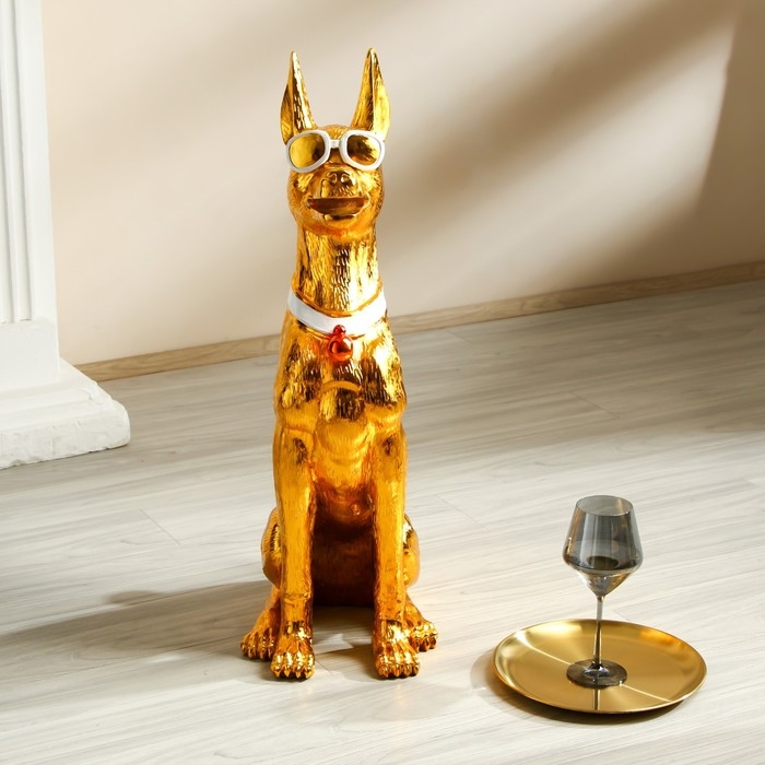 Стол декоративный подставка "Доберман в очках" 26х46х74 см