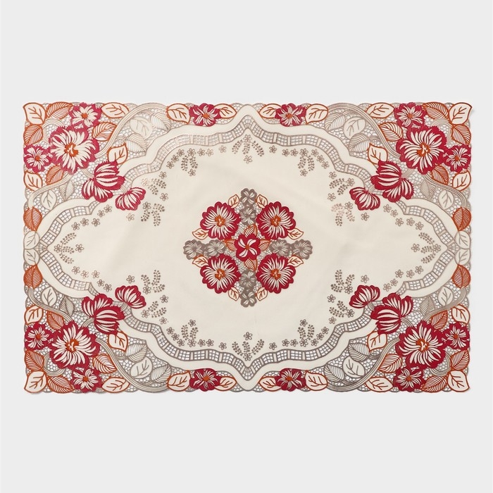 Салфетка сервировочная на стол &laquo;Незабудки&raquo;, ажурная, 45&times;30 см, цвет металлик розово-оранжевый