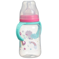 Бутылочка для кормления, широкое горло, средний поток от 3 мес., 270 мл., &laquo;Единорог&raquo;, M&B