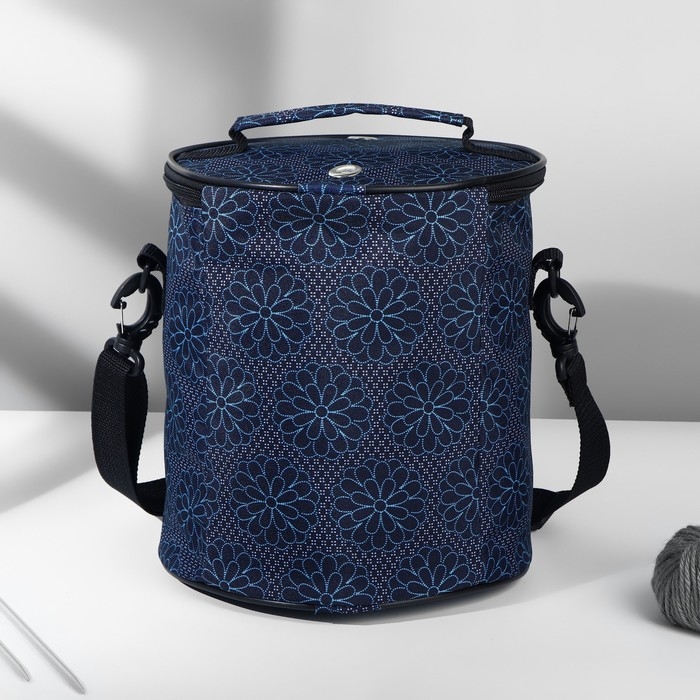 Сумка-футляр &laquo;Синие цветы&raquo;, 2 люверса, d = 21 &times; 23 см, цвет разноцветный