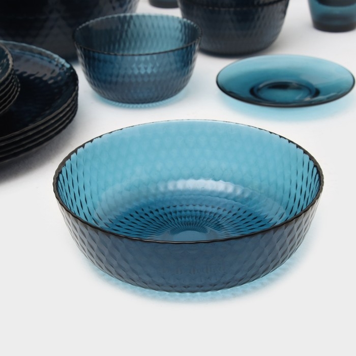 Набор столовый стеклянный &laquo;Идиллия&raquo;, 43 предмета, цвет лондон топаз