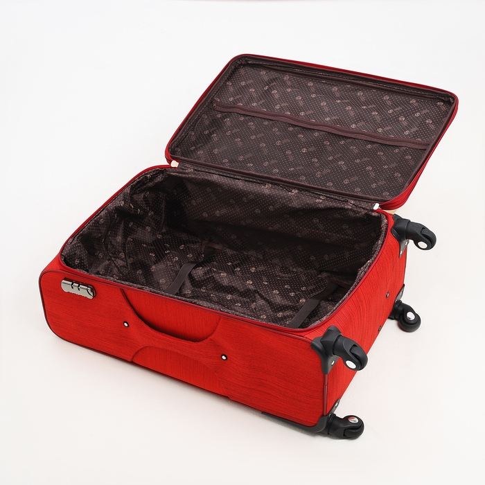 Чемодан большой 95 л (L), отдел на молнии, с расширением, кодовый замок, 4 колеса, наружный карман, цвет красный Чемодан большой 95 л (L), отдел на молнии, с расширением, кодовый замок, 4 колеса, наружный карман, цвет красный