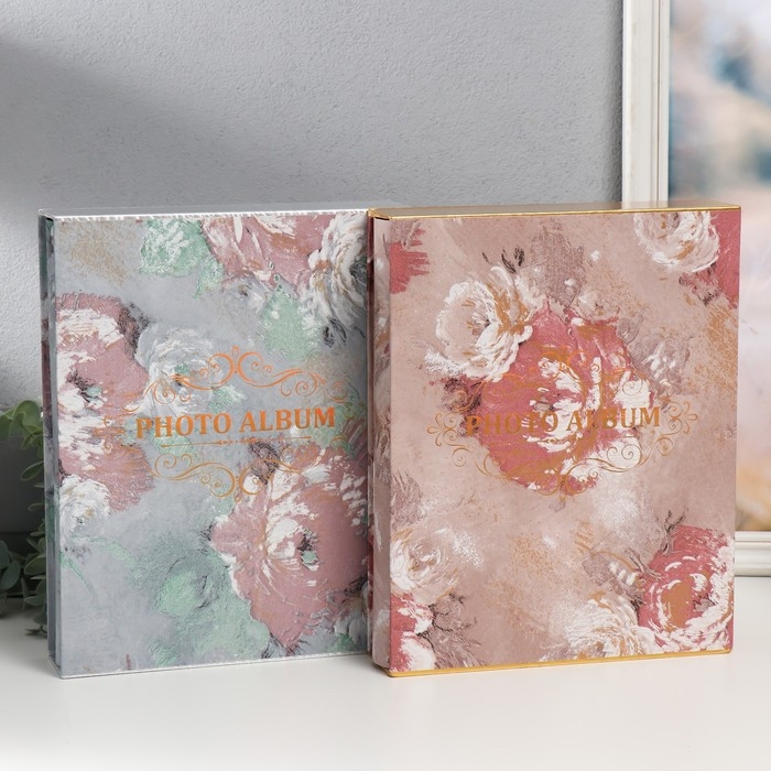 Фотоальбом на 200 фото 13х18 см "Цветочная фреска" золото, в коробке МИКС 5,8х23,7х29,8 см