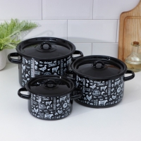 Набор эмалированных кастрюль &laquo;Ферма&raquo;, 3 предмета: 1,5 л, 2,9 л, 4,5 л