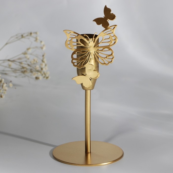 Подсвечник &laquo;Бабочки&raquo;, зол., 7,4 х 15,3 см