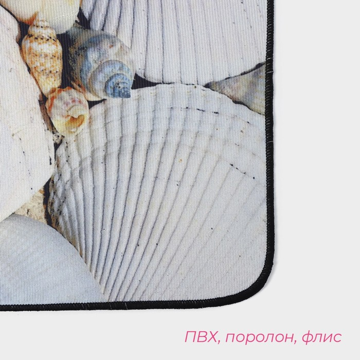 Коврики для ванной и туалета Доляна «Ракушки», 2 шт: 40×45 см, 45×75 см Коврики для ванной и туалета Доляна «Ракушки», 2 шт: 40×45 см, 45×75 см