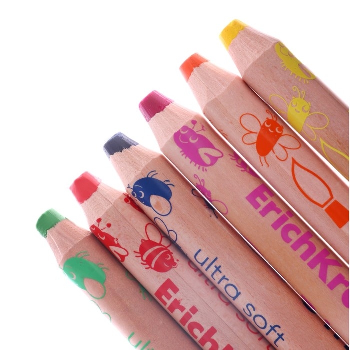 Карандаши 6 цветов ErichKrause Карандаши 6 цветов ErichKrause "Baby Jumbo" дерево, утолщенные круглые, грифель 10 мм, точилка в подарок, европодвес