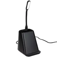 Настольный органайзер с зарядкой, лампой, вентилятором и подсветкой лого powerTower, черный