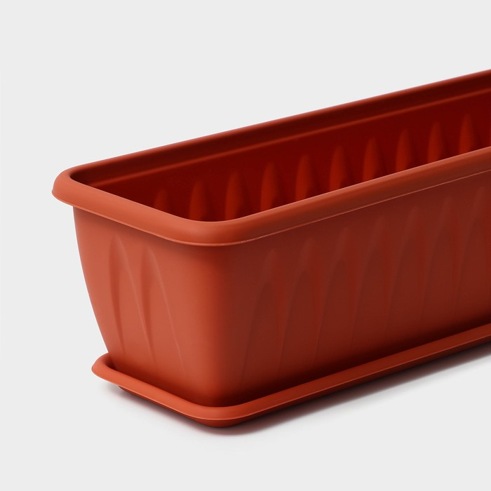 Ящик балконный «Алиция», 10 л, 80 см, с поддоном, цвет терракотовый Ящик балконный «Алиция», 10 л, 80 см, с поддоном, цвет терракотовый