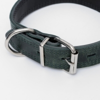 Ошейник кожанный двухслойный 3 см, ОШ 35-47 см, изумрудный Ошейник кожанный двухслойный 3 см, ОШ 35-47 см, изумрудный