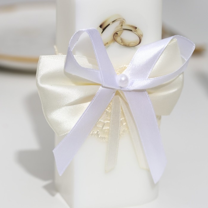 Набор свечей Набор свечей "Кружевной с бантиком" шампань: домашний очаг 6,8х15см, родительские 1,8х17,5см