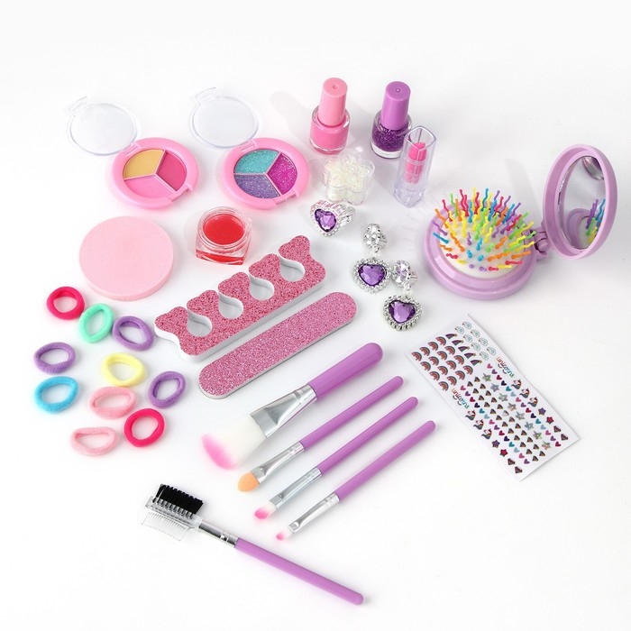 Набор детской косметики в чемодане «Единорожка», тени, резинки для волос, блески для губ, глиттер, украшения, лаки для ногтей, наклейки, пилочка, расчёска, кисти, косметичка Набор детской косметики в чемодане «Единорожка», тени, резинки для волос, блески для губ, глиттер, украшения, лаки для ногтей, наклейки, пилочка, расчёска, кисти, косметичка