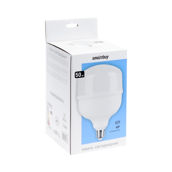 Лампа cветодиодная Smartbuy, E27, 50 Вт, 6500 К, холодный белый, переходник на Е40