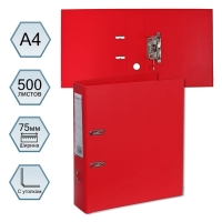 Папка-регистратор А4, 75 мм, Lamark, ПВХ, двухстороннее покрытие, металлическая окантовка, карман на корешок, собранная, красный/красный Папка-регистратор А4, 75 мм, Lamark, ПВХ, двухстороннее покрытие, металлическая окантовка, карман на корешок, собранная, красный/красный