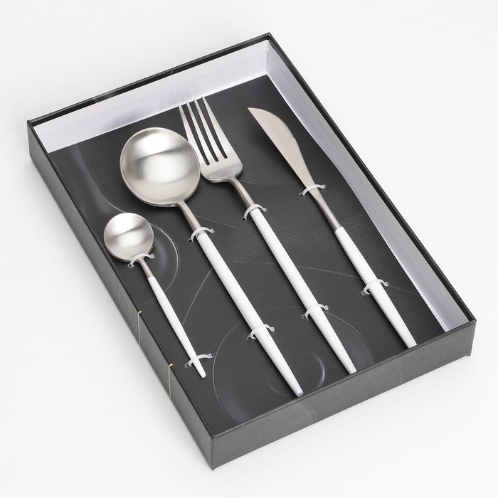 Набор столовых приборов из нержавеющей стали Magistro &laquo;Фолк&raquo;, 4 предмета, цвет серебряный