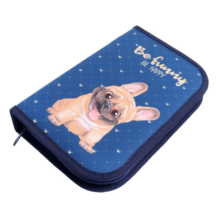 Пенал 1 секция, 130 х 210 х 40 мм, 2 откидные планки, тканевый, Calligrata TOP, Content Пенал 1 секция, 130 х 210 х 40 мм, 2 откидные планки, тканевый, Calligrata TOP, Content "Бульдожка"