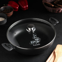 Сотейник &laquo;Традиция&raquo;, 4 л, d=30 см, стеклянная крышка, съёмные ручки, антипригарное покрытие, цвет чёрный