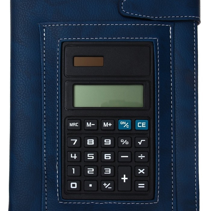 Ежедневник недатированный, обложка ПВХ, А5, 140 листов в клетку, с лястиком,с калькулятором, МИКС