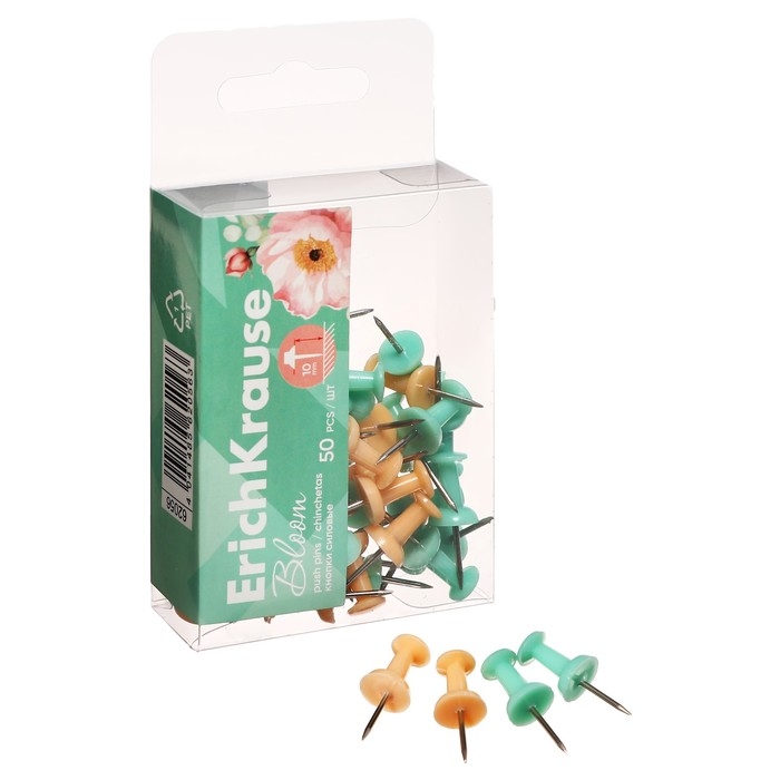 Кнопки силовые ErichKrause Кнопки силовые ErichKrause "Pastel Bloom", 50 штук, микс, в пэт-боксе