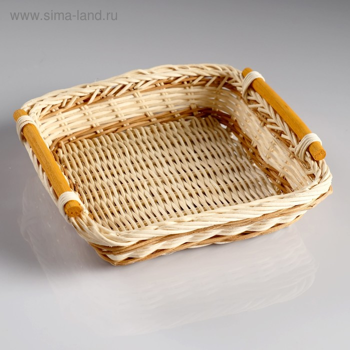 Корзина с ручками, 19×19×4,5 см, ротанг Корзина с ручками, 19×19×4,5 см, ротанг