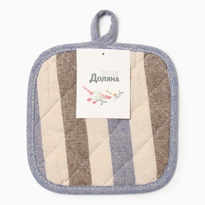 Прихватка Доляна Полоса цв.сер/син 17*17 см 50%п/э 50% хл