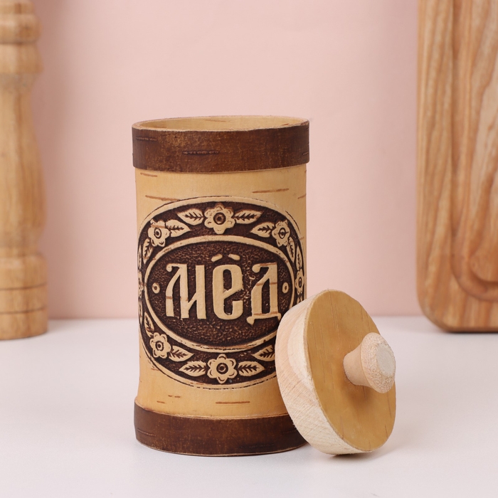 Туес «Мёд», 6×6×15 см, береста Туес «Мёд», 6×6×15 см, береста