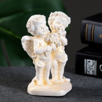 Фигура "Ангелочки с букетом роз на сердце" позолота, 10х7х4см Фигура "Ангелочки с букетом роз на сердце" позолота, 10х7х4см