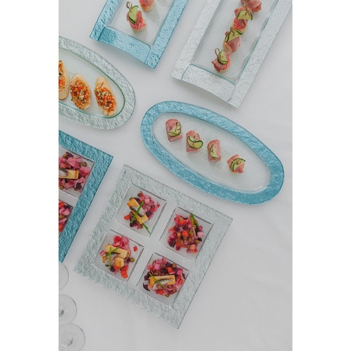 Блюдо стеклянное сервировочное Magistro &laquo;Сияние&raquo;, 16&times;32&times;1,5 см, цвет серебряный