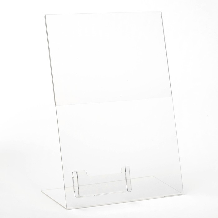 Менюхолдер с L- образной визитницей А4, оргстекло 2 мм, прозрачный