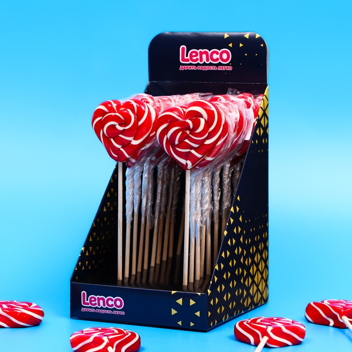 Карамель леденцовая Lenco, &laquo;Сердечко&raquo;, клубника-сливки, 45 г
