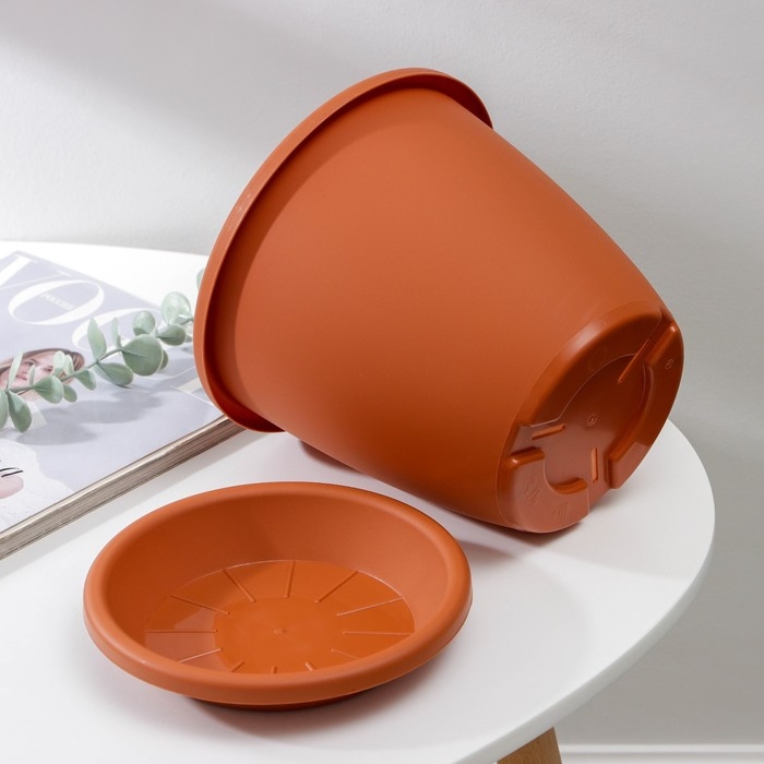 Горшок для цветов с поддоном &laquo;Афина&raquo;, 3 л, пластиковый, цвет коричневый