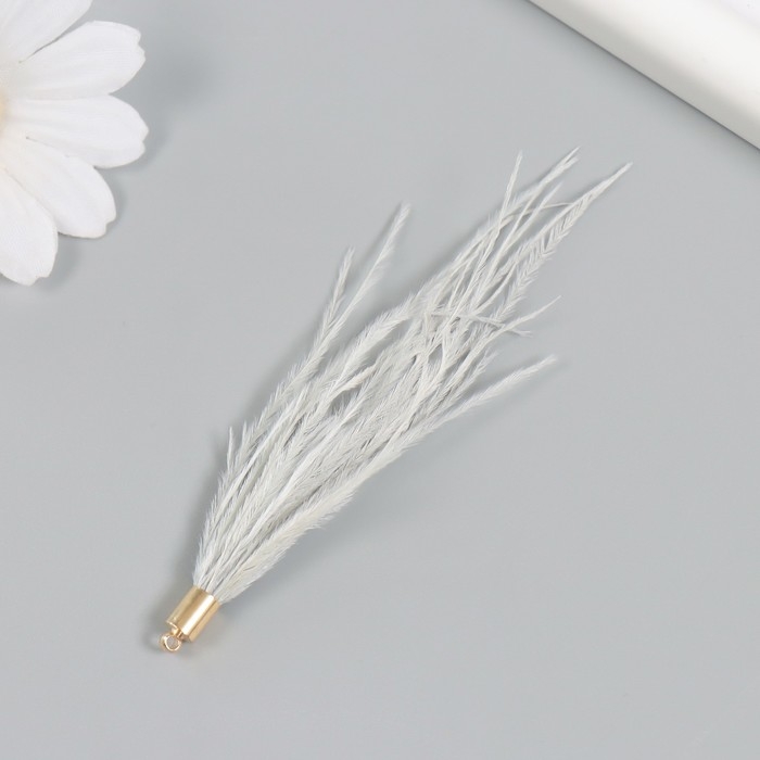 Декор для творчества перо "Кисть Страус" набор 2 шт  серый 9х0,5 см