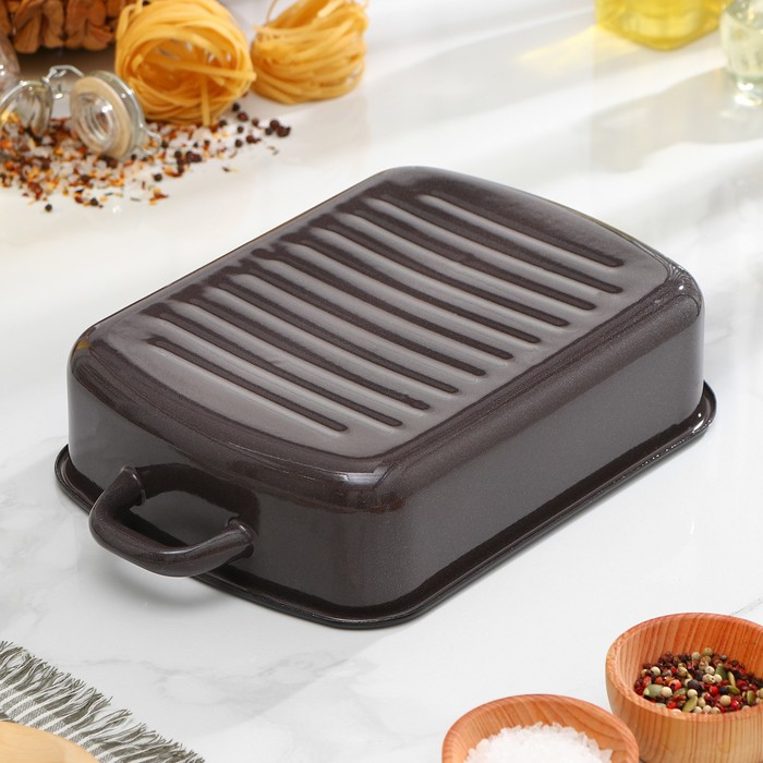 Противень с крышкой, 3 л, d=7 см, цвет коричневый