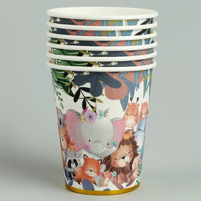 Стаканы бумажные &laquo;Зверята&raquo; с тиснением, 6 шт
