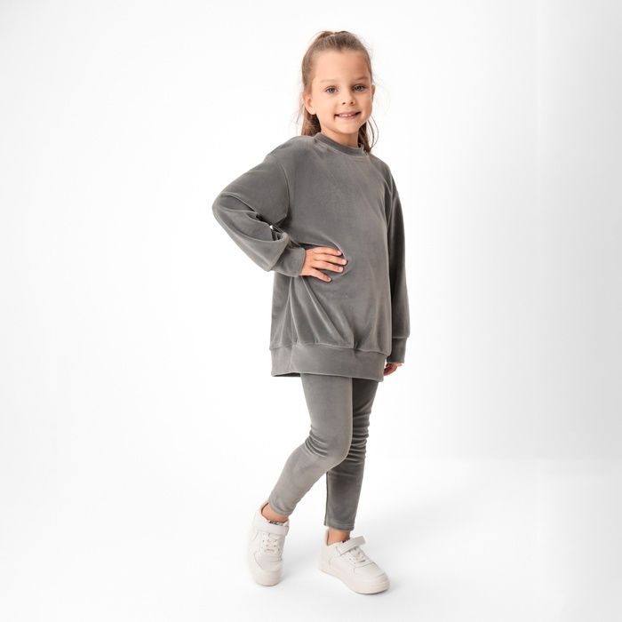 Костюм детский (свитшот, леггинсы) KAFTAN Plushy р.32 (110-116), серый