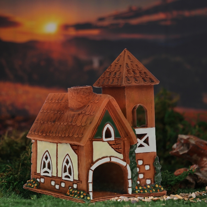 Аромалампа Домик "Август", 15 см, ручная работа, микс