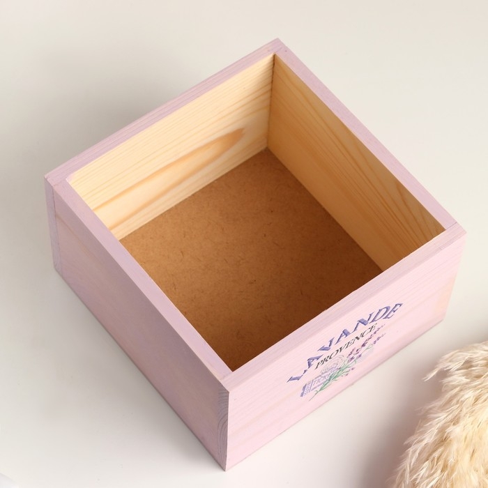 Кашпо деревянное "Лаванда" 15х15х9,5 см сиреневый