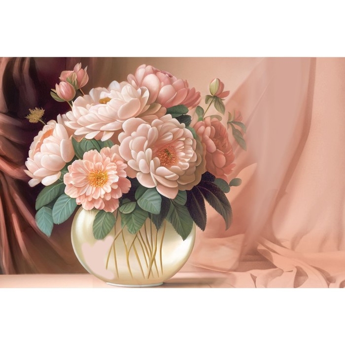 Картина по номерам с подрамником и гирляндой &laquo;Пионы&raquo;, 20 х 30 см