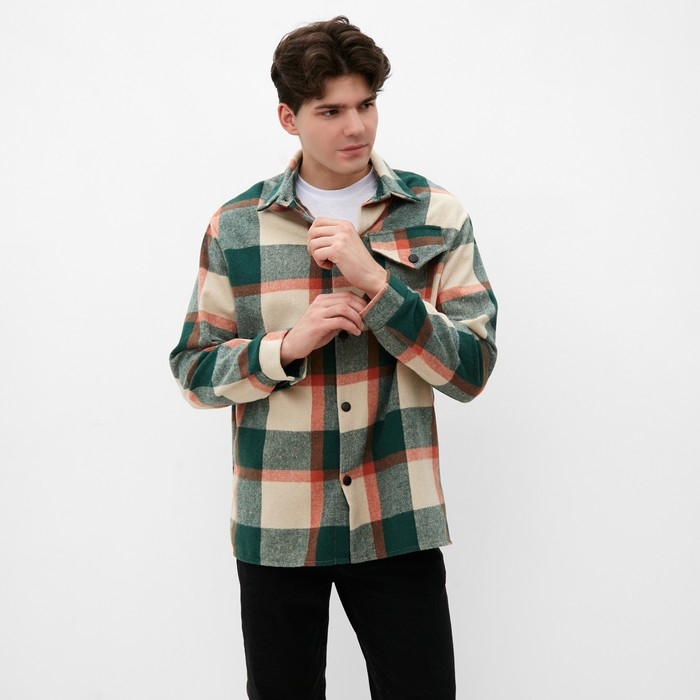 Рубашка мужская в клетку MIST, размер 50, зеленый Рубашка мужская в клетку MIST, размер 50, зеленый