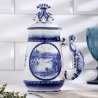 Кружка пивная "Жанровая. Охота", гжель Кружка пивная "Жанровая. Охота", гжель