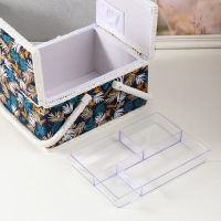 Шкатулка для рукоделия "Лесные веточки на синем" 19х26х14,5 см Шкатулка для рукоделия "Лесные веточки на синем" 19х26х14,5 см