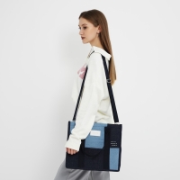 Сумка женская шопер без застёжки, с подкладкой, длинный ремень, цвет синий Сумка женская шопер без застёжки, с подкладкой, длинный ремень, цвет синий