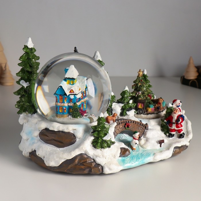 Сувенир полистоун водяной шар музыка, свет Сувенир полистоун водяной шар музыка, свет "Лапландия" крутится d=10 см 25,5х17х16 см