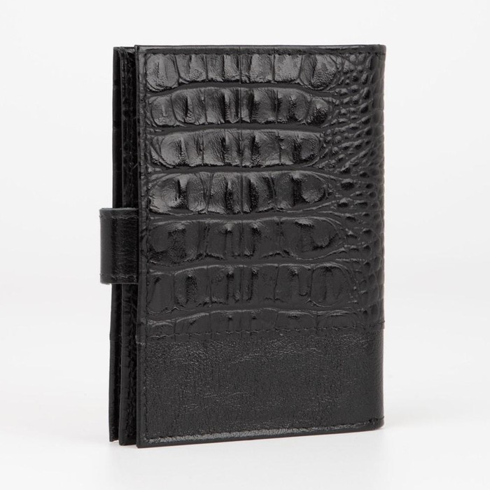 Обложка для автодокументов и паспорта, 4 кармана для карт, цвет чёрный