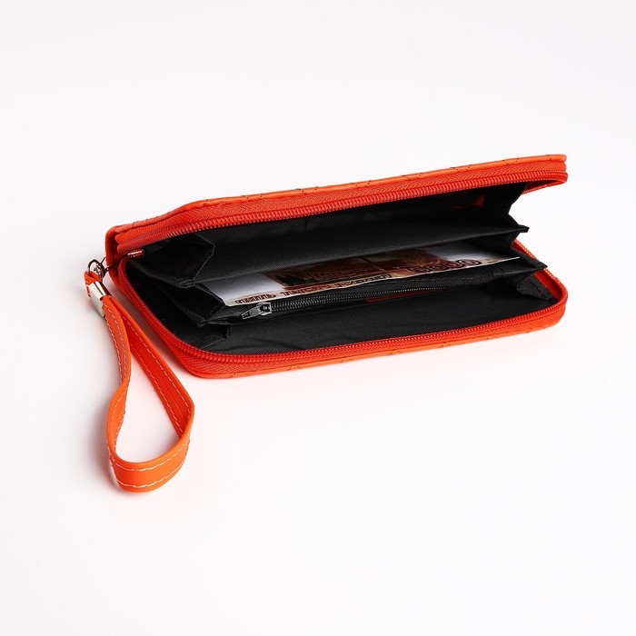 Кошелёк женский на молнии, цвет оранжевый