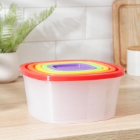 Набор пищевых контейнеров «BioFresh», 5 шт: 0,23 л, 0,5 л, 0,9 л, 1,55 л, 2,65 л, прозрачные, крышки микс Набор пищевых контейнеров «BioFresh», 5 шт: 0,23 л, 0,5 л, 0,9 л, 1,55 л, 2,65 л, прозрачные, крышки микс