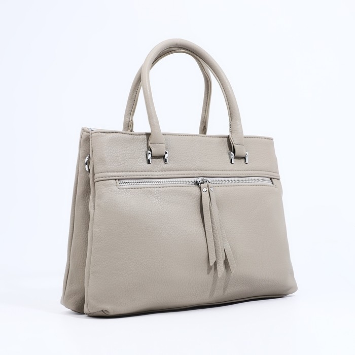 Сумка-тоут на молнии, 2 наружных кармана, цвет серый Сумка-тоут на молнии, 2 наружных кармана, цвет серый