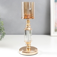 Подсвечник металл на 1 свечу "Колонна-кристалл" золото 32х12х12 см