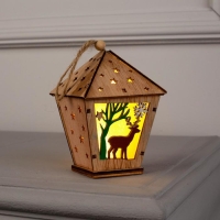 Ёлочная игрушка &laquo;Фонарь с оленем&raquo;, от батареек, свечение тёплое белое